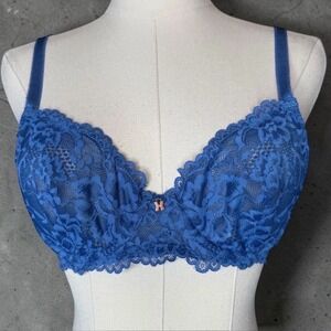 SAVAGE X FENTY Lace Unlined Bra Blue NEW size 34B